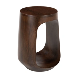 Zuo Modern Okno Round Wood Side Table, Walnut