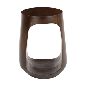 Zuo Modern Okno Round Wood Side Table, Walnut