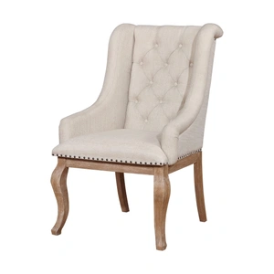 Coaster Brockway Cove Tufted Farbic Arm Chair, Cream/Barley Brown (Set of 2)