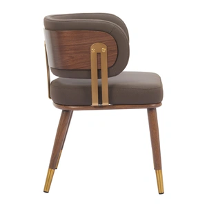 Zuo Modern Brew Faux Leather/Steel Dining Chair, Brown & Walnut