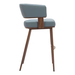 Zuo Modern Poise Faux Leather/Steel Barstool, Azure Gray & Walnut