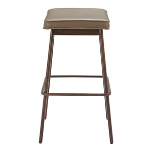 Zuo Modern Divat Faux Leather/Steel Barstool, Taupe & Walnut (Set of 2)