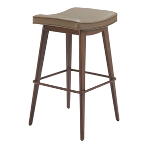 Zuo Modern Divat Faux Leather/Steel Barstool, Taupe & Walnut (Set of 2)