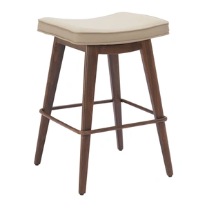 Zuo Modern Divat Faux Leather/Steel Counter Stool, Beige & Walnut (Set of 2)