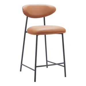 Zuo Modern Rorun Faux Leather/Steel Counter Stool, Brown (Set of 2)