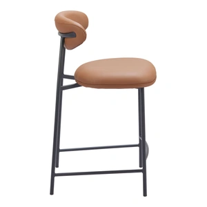 Zuo Modern Rorun Faux Leather/Steel Counter Stool, Brown (Set of 2)