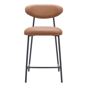 Zuo Modern Rorun Faux Leather/Steel Counter Stool, Brown (Set of 2)