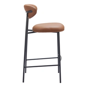 Zuo Modern Rorun Faux Leather/Steel Barstool, Brown (Set of 2)