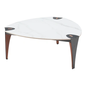 Zuo Modern Bogey Triangular Faux Marble/Faux Leather Coffee Table, Multicolor