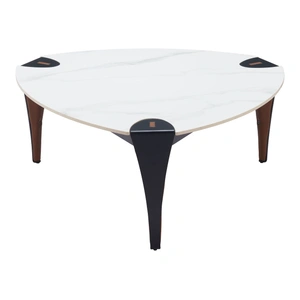Zuo Modern Bogey Triangular Faux Marble/Faux Leather Coffee Table, Multicolor