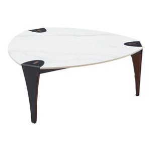 Zuo Modern Bogey Triangular Faux Marble/Faux Leather Coffee Table, Multicolor