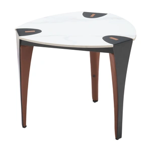 Zuo Modern Bogey Triangular Faux Marble/Faux Leather Side Table, Multicolor