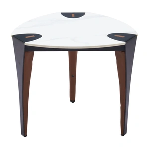 Zuo Modern Bogey Triangular Faux Marble/Faux Leather Side Table, Multicolor