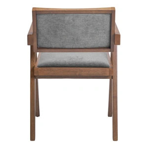 Zuo Modern Delhi Polyester/Wood Dining Chair, Gray & Walnut (Set of 2)