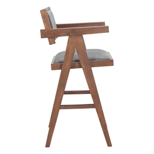 Zuo Modern Delhi Polyester/Wood Counter Stool, Gray & Walnut (Set of 2)