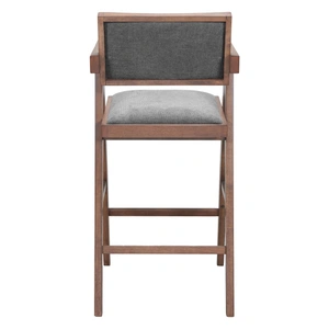 Zuo Modern Delhi Polyester/Wood Barstool, Gray & Walnut (Set of 2)