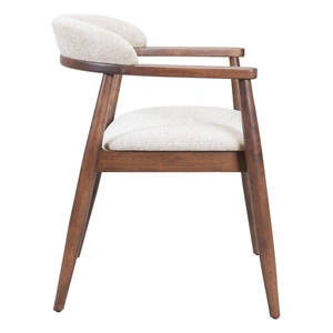Zuo Modern Goka Polyester/Wood Dining Chair, Beige & Walnut