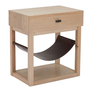 Zuo Modern Haram Rectangular Wood Side Table w/Drawer, Natural