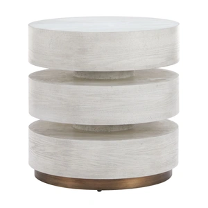 Zuo Modern Laha Round Wood Veneer MDF/Steel Side Table, Oak White