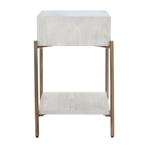 Zuo Modern Yoru Rectangular Wood Veneer MDF/Steel Side Table, Oak White