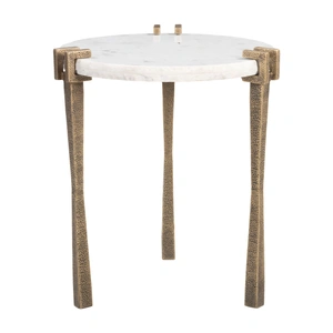 Zuo Modern Rench Round Marble/Iron Side Table, White