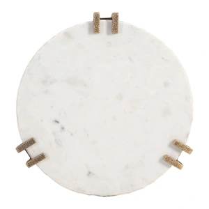 Zuo Modern Rench Round Marble/Iron Side Table, White