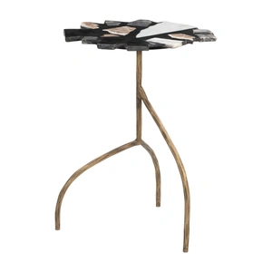 Zuo Modern Baia Round Terrazzo/Forged Iron Side Table, Multicolor