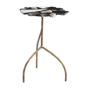 Zuo Modern Baia Round Terrazzo/Forged Iron Side Table, Multicolor