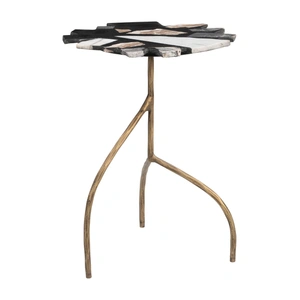 Zuo Modern Baia Round Terrazzo/Forged Iron Side Table, Multicolor