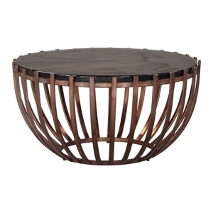 Zuo Modern Kafig Round Glass/Iron Coffee Table, Bronze