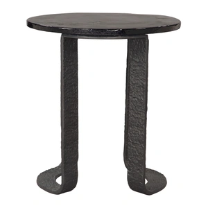 Zuo Modern Divin Round Glass/Aluminum Side Table, Black