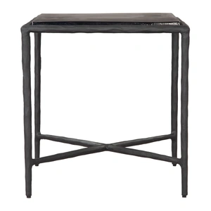 Zuo Modern Cloe Square Glass/Aluminum Side Table, Black