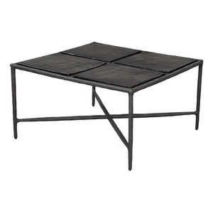 Zuo Modern Cloe Square Glass/Aluminum Coffee Table, Black
