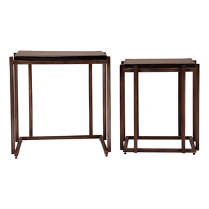 Zuo Modern Shimai Square Glass/Iron Nesting Tables, Bronze