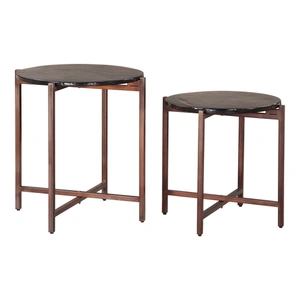 Zuo Modern Gema Round Glass/Iron Coffee Table Set, Bronze