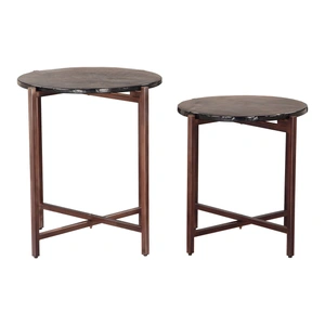 Zuo Modern Gema Round Glass/Iron Coffee Table Set, Bronze