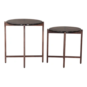 Zuo Modern Gema Round Glass/Iron Coffee Table Set, Bronze