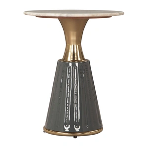 Zuo Modern Glasa Round Marble/Iron Side Table, Multicolor