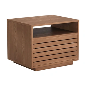 Zuo Modern Slit Wood Nightstand, Walnut
