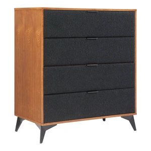 Zuo Modern Zarif Polyester/Wood Veneer Chest w/4 Drawers, Black & Walnut