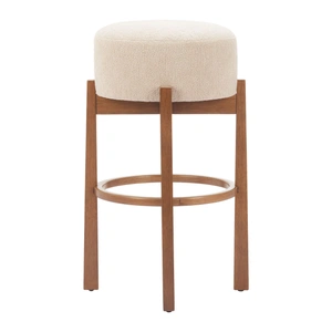 Zuo Modern Nade Polyester/Wood Barstool, Beige & Walnut (Set of 2)