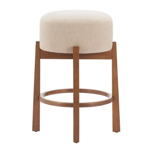 Zuo Modern Nade Polyester/Wood Counter Stool, Beige & Walnut (Set of 2)