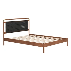 Zuo Modern Netz Faux Leather/Wood Platform Bed, Black & Walnut