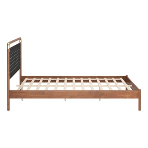 Zuo Modern Netz Faux Leather/Wood Platform Bed, Black & Walnut