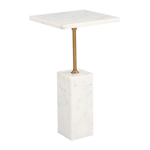 Zuo Modern Naht Square Marble/Iron Side Table, White