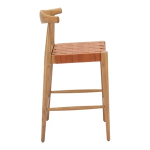 Zuo Modern Bandani Leather/Wood Counter Stool, Tan