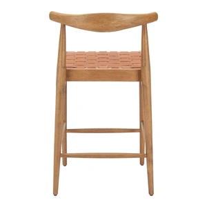 Zuo Modern Bandani Leather/Wood Counter Stool, Tan