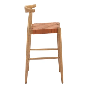 Zuo Modern Bandani Leather/Wood Barstool, Tan