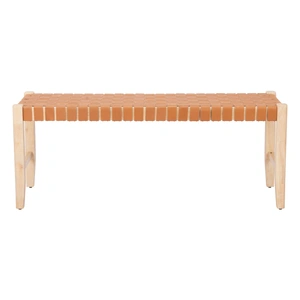 Zuo Modern Bandini Leather/Wood Bench, Tan