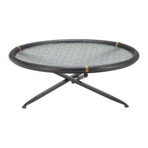 Zuo Modern Aneis Round Glass/Wood/Steel Coffee Table, Black